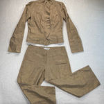 To The Max Linen Blend Suit Set Blazer Pants Career Interview Size 2 Tan Photo 0