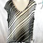 New York And Company New York & Co black and white semi sheer tie side top size XL Photo 0