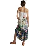 Anthropologie  Midi  Dress Women's Med White Blue Floral Strapless Tunic High Low Photo 1