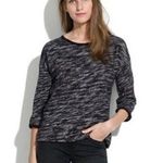 Madewell Black Marled Shadowtree Pullover Knit Top Womens Size XS 3/4 Sleeve Photo 0
