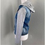 Forever 21 Life In Progress Mixed Media Gray Hooded Denim Jean Jacket XS Photo 2