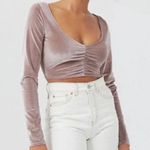 Urban Outfitters NWT Pink Velvet Crop Top Photo 0