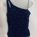 Y2K 2 Piece Skirt Top Formal Set Navy Blue Sparkle Stretch Top size 11 Photo 1