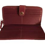 Coach Beige/Red Signature Canvas Leather Clutch Photo 4