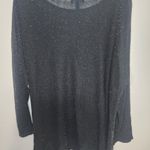 Eileen Fisher Black Gold Metallic Sheer Pullover Tunic Top Blouse Photo 1
