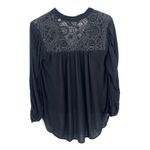 Free People  Canyon Rose Metallic-Lace Button Down Long sleeve Boho Blouse Top Photo 4