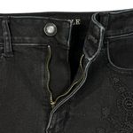 American Eagle SZ 10 Hi-Rise Shortie Jean Shorts Floral Crochet Frayed Hem Black Photo 3