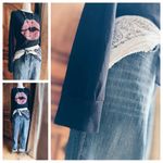 Navy Bandana Tee with Red Lips Design Blue Photo 3