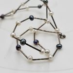 Vintage Womens Station Necklace Silver Blue Tahitian Freshwater Pearl Beaded Photo 3