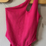 Old Navy NEW  One Shoulder‎ Swimsuit Polarized Pink Ribbed One Piece Womens Large Photo 0