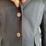 Dress Barn Navy Blue Single Breasted Contrast Stitch Topstitched Blazer Size 6 Photo 4