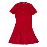 Draper James  Women’s Red Bow Knit Pleated Knee Length Dress Size Medium Photo 1