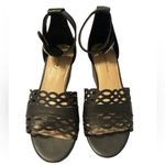 Isaac Mizrahi  Live! Black Leather Wedge Sandals - 9 Photo 1