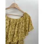 Poema Yellow Lace Floral Off Should Tunic Top Mini Dress Layered Women Small/Med Photo 3