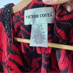 Vintage Victor Costa 2 Piece Red and Black Satin Tank Top Blouse and Jacket Size 12 Photo 3