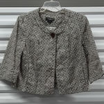 Talbots  Womens Medium Brown Geometric Print Cotton Jacket Cropped Fall Blazer Photo 0