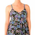 Swim Solutions Tankini Top Swimsuit size 10 Boho Paisley V Neck Underwire NEW Blue Photo 15