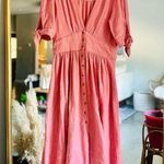 Free People  love of my life pink linen midi dress small Photo 0