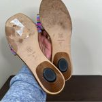 Eric Javits Sandals Womens 8 Multi Color Rainbow Stripe Open Toe Summer Slides Pink Photo 3