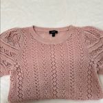 EXPRESS Pink Puff Sleeve Blouse with Ruffled Ribbed Design Photo 2