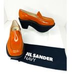 Jil Sander Bold Sculptural Platform Loafers Orange Leather Slip Photo 2