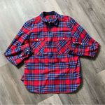 J.Crew Mercantile Plaid Zip Pullover Shirt Small Oversized Red Photo 2