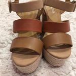 Soda Strappy Buckle Wedge Espadrille Sandals Brown Tan 6 Photo 1