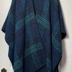 Woolrich | Plaid Boucle Shawl Poncho in Navy/Green One Size Photo 1