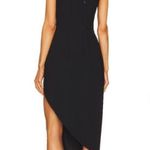 Amanda Uprichard  Soiree Strapless Asymmetrical Midi Dress In Black & Ivory Photo 2