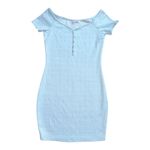 HALEY & JUNE Small blue & white checked tight bodycon mini Dress short sleeve Photo 7