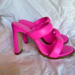 Schutz ‎ Deri Heel Sandal Vibrant Bright Pink Leather Size 7.5 Party Bachelorette Photo 1
