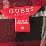 Guess  Red Plaid Floral Embroidered Flannel Button Down Shirt Y2K Grunge Size M Photo 5