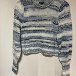 Wild Fable Knit Pull Over Cropped Sweater, Blue Stripe Medium NWT Photo 4