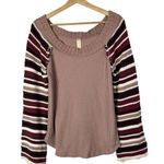 Altar'd State Pink Knit Woodrose Long Sleeve Top M Photo 0