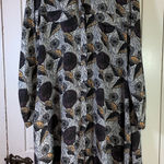 Porridge Women's Floral Print Long Sleeve Dress Small‎ Button Down Oversized Black Photo 0