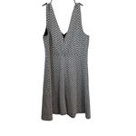 Loft  Fit & Flare Dress Geometric Print‎ Sleeveless V-Neck Career Size 8 Photo 7