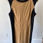 Victor Alfaro Tan Black Color Block Dress Size Medium Cap Sleeve Photo 0