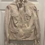 EXPRESS ‎ Beige Cotton Jacket Womens Size 10 Full Zip Moto Biker Photo 0