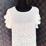 Available by Angela Fashion Ivory Green Ruffle Sleeve Top Photo 1