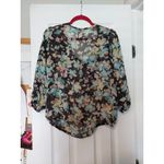 American Rag Cie Womens Sheer Floral Blouse With 3/4 Sleeves Size M Black Size M Photo 2