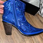 Royal Blue sequin Cowgirl booties🤠 Size 6 Photo 4