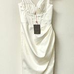 House Of CB NWT  Faye Satin Plunging Neck Corset Midi Dress Ivory Women's M Plus Photo 2