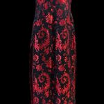 Vintage Black Red Chinese Brocade Maxi Dress Size M Photo 3