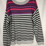Maurice's  Sweater Gray Black Blue Pink Red Striped Long Sleeve Scoop Neck XL NWT Photo 6