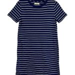 Madewell Short Sleeve T-Shirt Dress Mini Striped XXS Navy Blue White Round Neck Photo 2