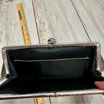 Vintage Silver Leather Kiss Lock Micro Clutch Party Event Evening Christmas NYE Photo 4