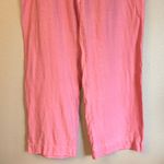 Johnny Was Size MEDIUM Coral Pink Linen Wide Leg Button-Front Pants Photo 3