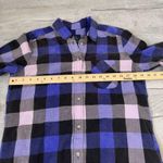 American Eagle Jegging Shirt Flannel Purple/Blue Plaid Size S Soft Long Tunic Photo 6