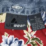 Liz Claiborne VTG ‎ Lizwear MED Hawaiian Floral Button Down Shirt 90s Retro Denim Photo 4