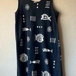 Cotton Fields Mac Black Fish Stencil Print Maxi Sleeveless Dress lagenlook Art Size L Photo 0